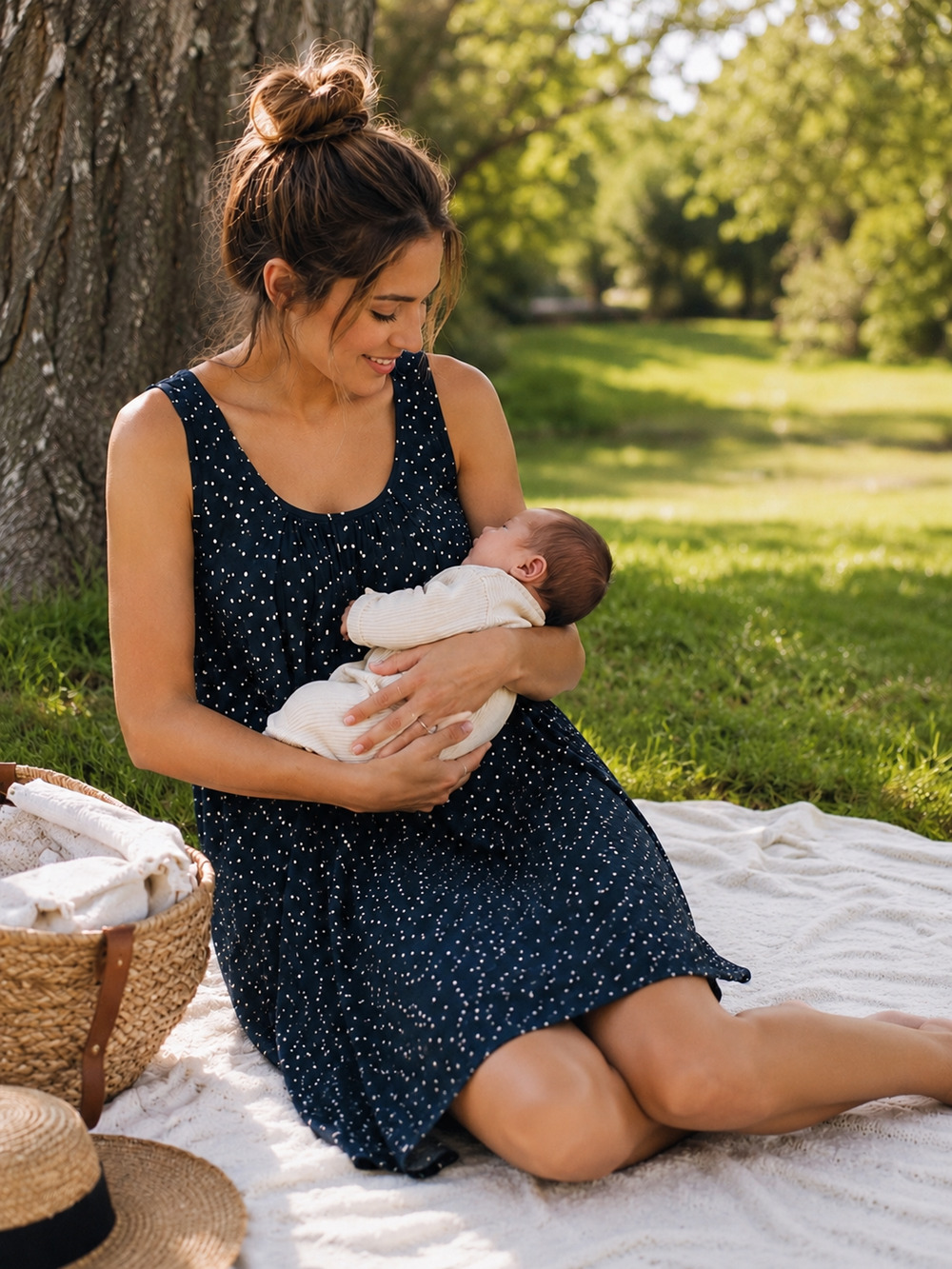 Nursing Polka Dot dress by Latched mama green Size Small Flowy feminine summer